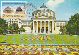 BUCHAREST ROMANIAN ATHENEUM, CM, MAXICARD, CARTES MAXIMUM, 1990, ROMANIA - Maximumkarten (MC)