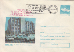 BUCHAREST AMBULACE SERVICE, HELICOPTER, COVER STATIONERY, ENTIER POSTAL, 1981, ROMANIA - Secourisme