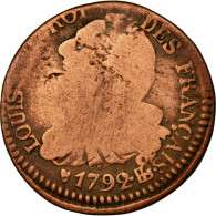 Monnaie, France, 6 Deniers Français, 6 Deniers, 1792, Strasbourg, B+, Bronze - Other & Unclassified