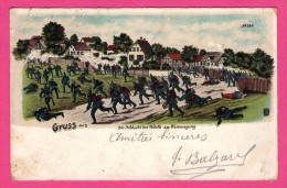 Litho - Gruss Aus Die Schlacht Bei Wörth Am Westausgang - Soldats Allemands - Militaires - A. LEVY - 1903 - Woerth