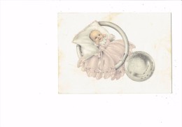 Petite Carte Db - Faire-part De Naissance - Bébé Fille Robe Rose Dans Jouet Hochet -art-chap Paris - - Nascite