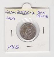 GRAN BRETAGNA   6 PENCE  ANNO 1945 ARGENTO - H. 6 Pence