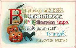 236127-Halloween, Robbins Letter No 142b-1, Large B, Bats, Black Cat & Jack O Lanterns - Halloween