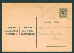 Adreswijziging/Changement D'adresse  1958 - 30 C   Obl/gebr  Van Brussel Naar Verviers - Avis Changement Adresse