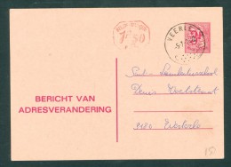 Adreswijziging/Changement D´adresse  1976 - 3 F+ 1,50 F  Obl/gebr  Van  Veerle Naar Westerlo - Addr. Chang.