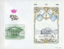 Jubiläum Theater Brüssel 1980 Belgien Block 49 FDC 7€ Unabhängigkeit Hb Art Theatre Royal Ss Cover Sheet Bf Belgica - Ohne Zuordnung