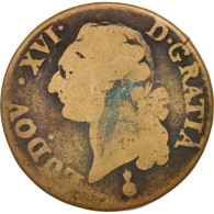 Monnaie, France, Louis XVI, Sol, 1791, Metz, B+, Cuivre, KM:602.1, Gadoury:350 - 1774-1791 Lodewijjk XVI