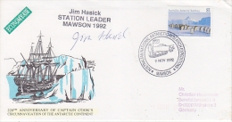 AAT 1992 Australian National Antarctic Research Expeditions Cover Ca Mawson, Signature (26983) - Storia Postale