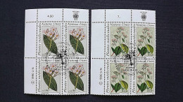 UNO-Genf 186/7 Eckrandviererblock ´A´, Oo/ESST, Ill.aus „The Botanical Magazine“ Von William Curtis, Heilpflanzen - Used Stamps