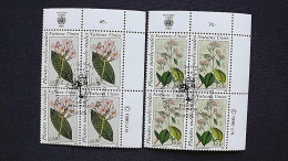 UNO-Genf 186/7 Eckrandviererblock ´B´, Oo/ESST, Ill.aus „The Botanical Magazine“ Von William Curtis, Heilpflanzen - Gebruikt