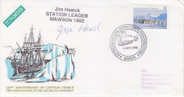AAT 1992 Australian National Antarctic Research Expeditions Cover Ca Mawson, Signature (26983) - Brieven En Documenten