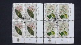 UNO-Genf 186/7 Eckrandviererblock ´D´, Oo/ESST, Ill.aus „The Botanical Magazine“ Von William Curtis, Heilpflanzen - Gebruikt