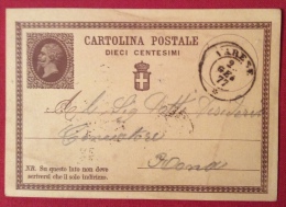 VARESE  ANNULLO DOPPIO CERCHIO SU INTERO POSTALE N.1 _ PER ROMA IN DATA 22 GENNAIO 1877 - Postwaardestukken