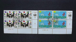 UNO-Genf 202/3 Eckrandviererblock ´D´, Oo/ESST, Konvention Der Vereinten Nationen über Die Rechte Des Kindes - Used Stamps