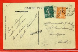 ALEXANDRIE TP DE FRANCE SUR CARTE DE 1924 AVEC GRIFFE PAQUEBOT POUR LE MANS - Brieven En Documenten