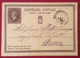 BORGO SESIA ANNULLO DOPPIO  CERCHIO SU INTERO POSTALE N.1 _ PER ARONA IN DATA 1 SETTEMBRE 1875 - Interi Postali