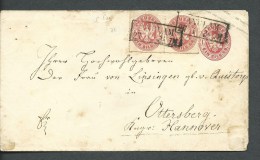 1861. COVER WITH EMBOSSED 1 SIL .GROS.  UP RATED WITH  2 X 1 SILB. GROS. - Postal  Stationery