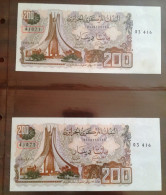 Algérie -  200 DINARS 1983 (2 Billets) - Pick 135 NEUF (UNC): Numéros Qui Se Suivent: 41071/41072 - Algérie