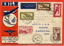 INDOCHINE LETTRE PREMIER VOL DE 1938 DE SAIGON POUR BATAVIA JAVA - Storia Postale