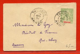 INDOCHINE ENTIER POSTAL DE 1904 DE TOURANE POUR QUI-NHON ANNAM - Cartas & Documentos