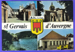 Carte Postale 63. Saint-Gervais D'Auvergne La Poste 2 CV Citroën   Trés Beau Plan - Saint Gervais D'Auvergne