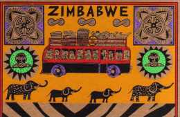 ZIMBABWE Africa Journey, Illustrateur Gilles Bond, Format 16x11 Cm, Sur Papier Recyclable, Elephants ,autocar - Zimbabwe