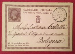 S.LORENZO IN CAMPO DOPPIO CERCHIO   SU INTERO POSTALE N.2  PER  BOLOGNA IN DATA  9 NOVEMBRE 1877 - Postwaardestukken