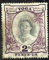 TONGA 2 PENCE PURPLE QUEEN HEAD LIGHTER SHADE 1920 USEDH SG76 READ DESCRIPTION !!! - Tonga (1970-...)