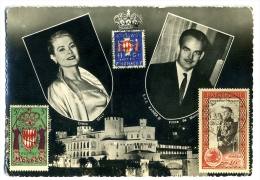 Carte Maximum Monaco Prince Rainier III Grace Kelly 19/03/1956 - Brieven En Documenten