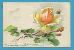 CPA Fantaisie Gaufrée Embossed Fleurs Roses Jaune Illustrateur Catharina KLEIN - Klein, Catharina