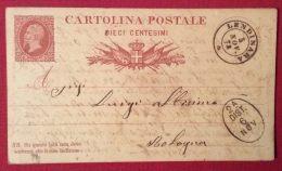 LENDINARA ANNULLO DOPPIO CERCHIO  + Distribuzione Postale SU INTERO POSTALE - 1878 - Entero Postal