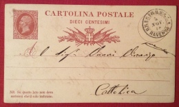 BRISIGHELLA  (RAVENNA)  ANNULLO DOPPIO CERCHIO SU INTERO POSTALE - 1878 - Stamped Stationery