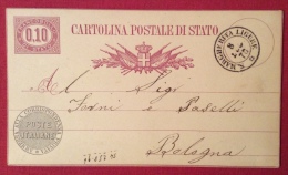 S.MARGHERITA LIGURE ANNULLO DOPPIO CERCHIO  SU INTERO POSTALE - 1878 - Postwaardestukken