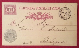 S.MARGHERITA LIGURE ANNULLO DOPPIO CERCHIO  SU INTERO POSTALE - 1878 - Stamped Stationery