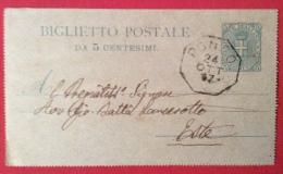 PONSO  Collettoria Ottagonale  SU Biglietto Postale  POSTALE - 1897 - Entiers Postaux