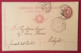 GRAVARONO EMILIA (BOLOGNA) Collettoria + S.GIORGIO DI PIANO SU INTERO POSTALE - 1898 - Stamped Stationery