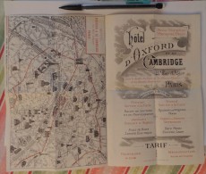 Publicité Pour L’hôtel D’Oxford Et De Cambridge 13 Rue D’Alger à Paris - Plan De Paris Et Tarifs - Français-anglais - Sport & Turismo