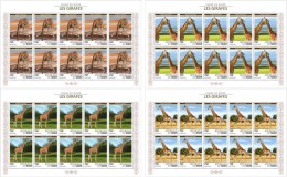 Niger 2015, Animals, Giraffes, 4val X10 In 4sheetlet - Giraffes