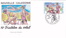 NOUVELLE CALEDONIE 1995 @ Enveloppe Premier Jour FDC 10° Triathlon Du Soleil - Vélo Cyclisme Nage Natation Course à Pied - FDC