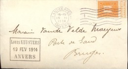 Brief Lettre Louis Keusters Anvers Antwerpen - Naar Brugge 1914 - Letter Covers