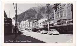 Juneau Alaska, Franklin Street Scene, Business District, Auto, Taxi, C1940s/50s Real Photo Postcard - Juneau