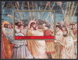 338A Ajman 1972 " Vita Di Cristo : Il Bacio Di Giuda " Affresco Dipinto Da Giotto Di Bondone Painting Tableaux - Religion