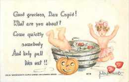 232177-Halloween, FA Owen No 879, JOL, Julia Woodward, Cupid Falls In Water Barrel, 1913 PM - Halloween