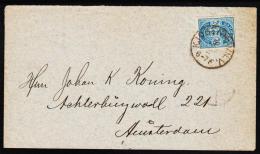 1884. Coat-of Arms. Large Corner Figures. 20 Øre Blue. Perf. 14x13½ KJØBENHAVN V 9 2 Na... (Michel: 36YA) - JF192719 - Storia Postale