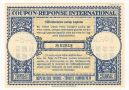 TURKEY COUPON REPONSE INTERNATIONAL 30 KURUS - Postal Stationery
