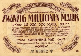 Zwanzig Millionen Mark - Kreisgemeinde Pfalz - N° 66692 - In Hoffender Not Verbunden  Sind Heimat/vock Und Riech - 20 Mio. Mark