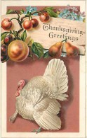234565-Thanksgiving, Unknown No UP01-1, White Turkey Below Fruits On Vines, Embossed Litho - Thanksgiving