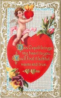 234569-Valentine´s Day, L.R. Conwell 1909 No 267-1, Cupid Holding A Flaming Heart, Roses & Pansies, Embossed Litho - Saint-Valentin
