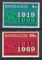 BARBADOS - 1969 ILO LABOUR SET (2V) FINE MNH ** SG390-391 - OIT