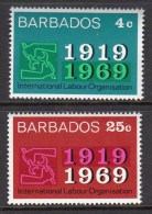 BARBADOS - 1969 ILO LABOUR SET (2V) FINE MNH ** SG390-391 - ILO